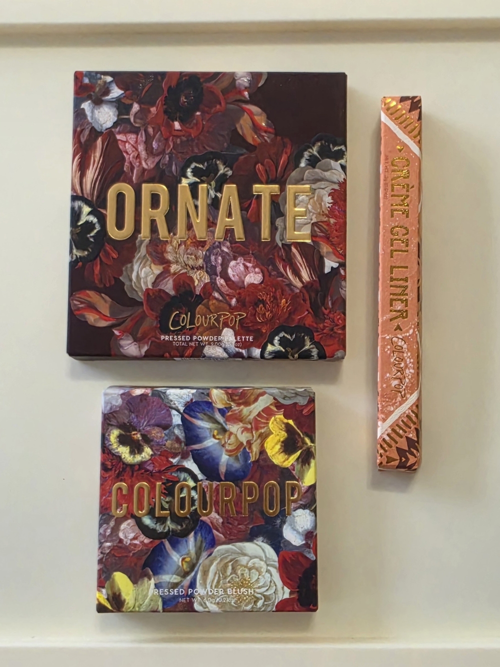 BNIB ColourPop Dark Blooms 3-Pc Bundle: Ornate Palette, Palatial Blush, Red Rock